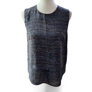 Theory Hodal C Silk Sleeveless Blouse Size Large Dark Academia Professor Core